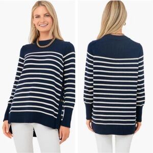 Tuckernuck bar harbor striped sweater navy blue white size medium